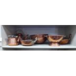 Ethnic and other copper cooking ware: to include two twin handled shallow pans 7.