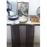 A mixed lot: to include a polished satin mahogany hanging letter rack;