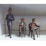 Three late 19thC painted cold cast bronze figures, viz.