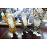 Three Winstanley pottery model cats: to include a resting tabby 7''h RAF