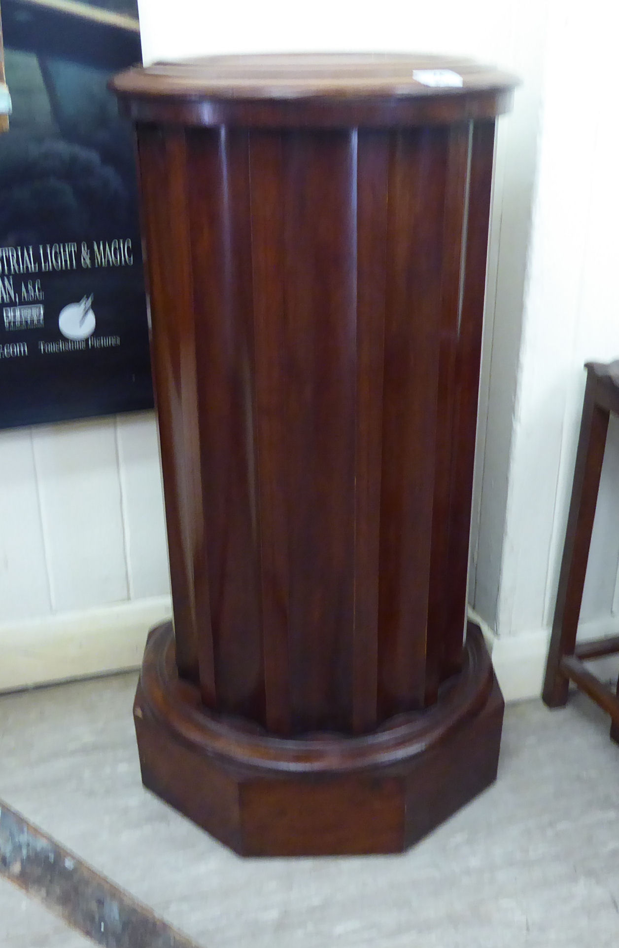 A late Victorian mahogany fluted cylindrical pot cupboard,