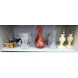 Ceramics and glassware: to include a pair of two-tone burnt orange Carafe vases 9.