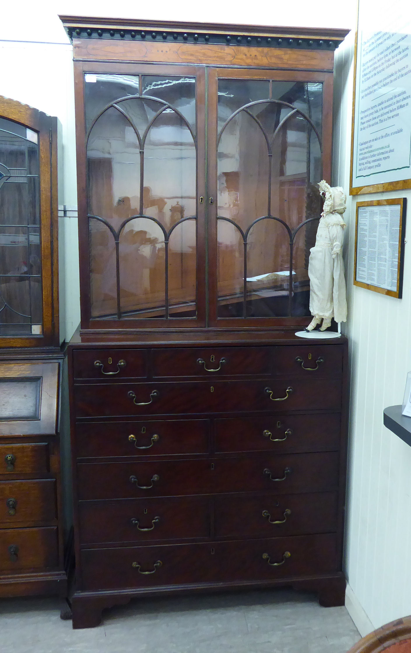 An early 19thC mahogany secretaire bookcase,