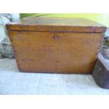 A late 19th/early 20thC boarded light oak (unfitted) silver chest with straight sides,