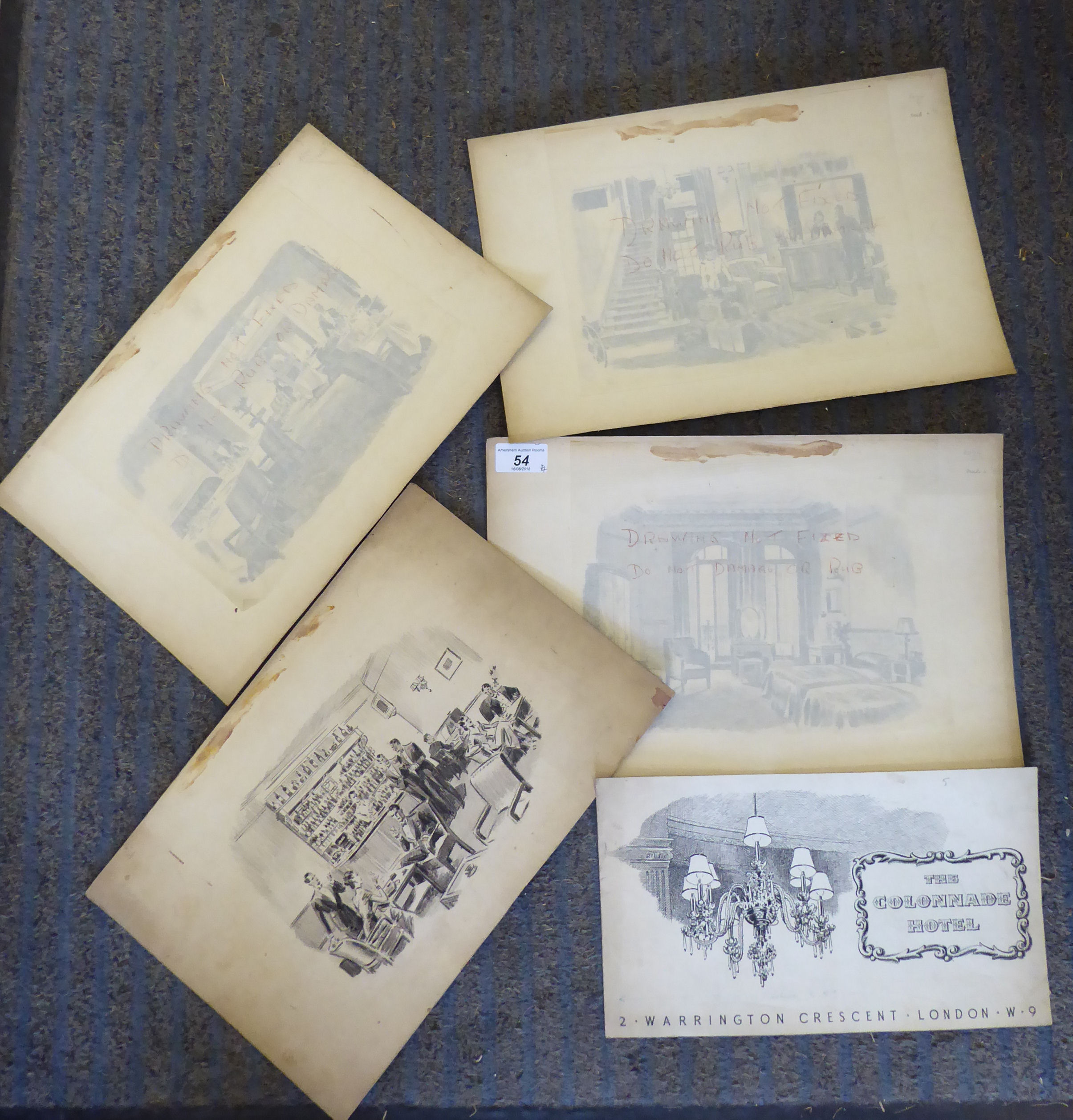 A folio of four drawings for The Colonnade Hotel, 2 Warrington Crescent, London W9 approx.