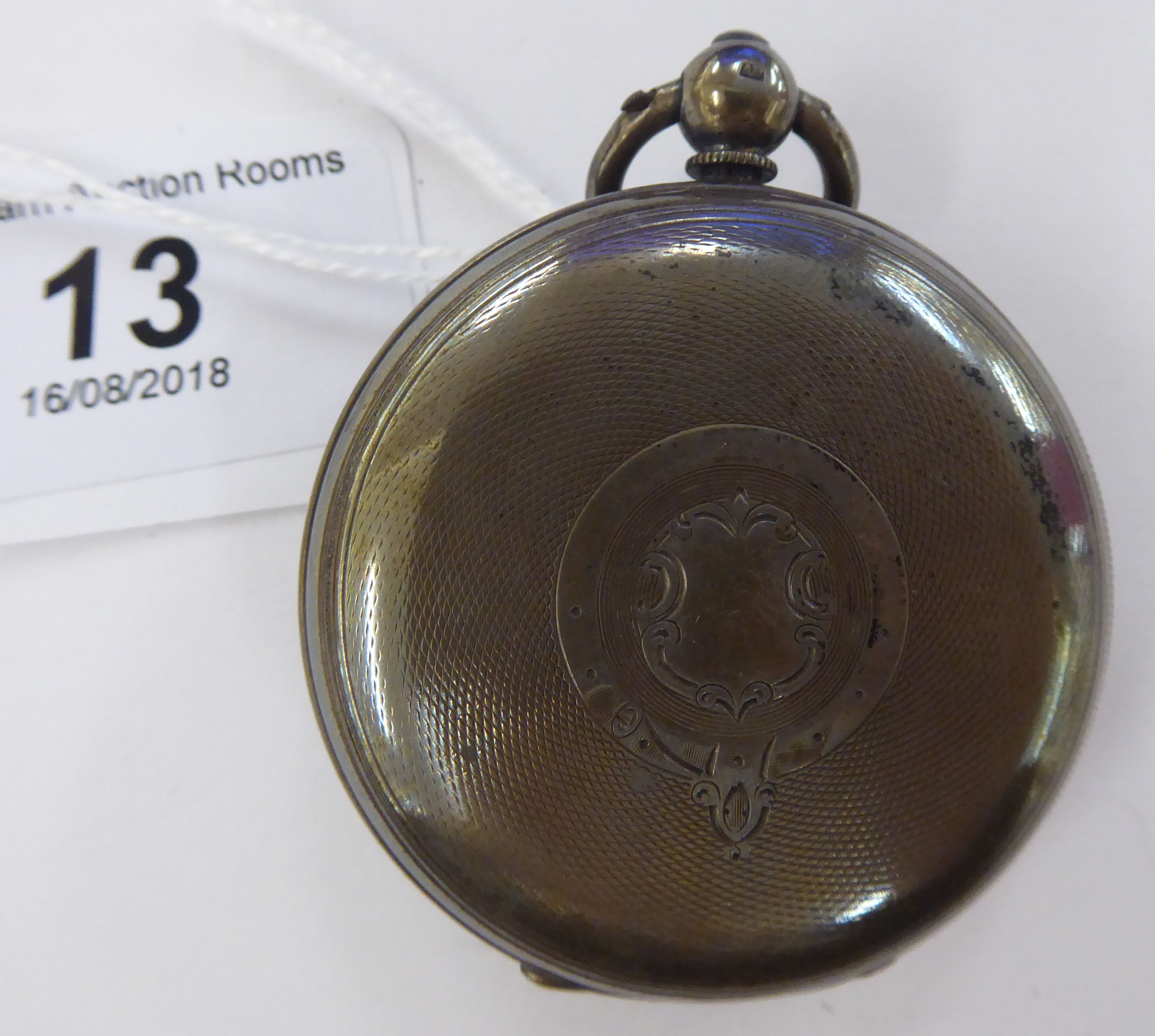 A Greenwich Timekeeper engine turned silver cased, open face pocket watch, - Image 2 of 3