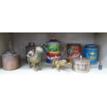 Decorative and domestic metalware: to include two 20thC cast and gilded model animals 4'' & 7''h