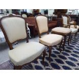 A matched modern five piece French inspired, beech framed and upholstered salon suite,