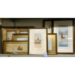 Framed pictures: to include seascapes and other scenes watercolours bears initials & some titled