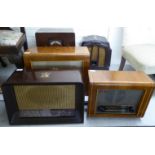 Five 'vintage' radios: to include a mahogany cased Bush Type AC 34 15''h 20''w BSR