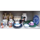 Decorative ceramics: to include a Satsuma earthenware pedestal jug and miniature bottle vase,