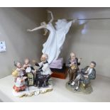 Two 20thC Continental porcelain groups, one a choir master with three choristers 7.