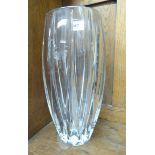 A Marquis by Waterford glass vase of tapered form with moulded,