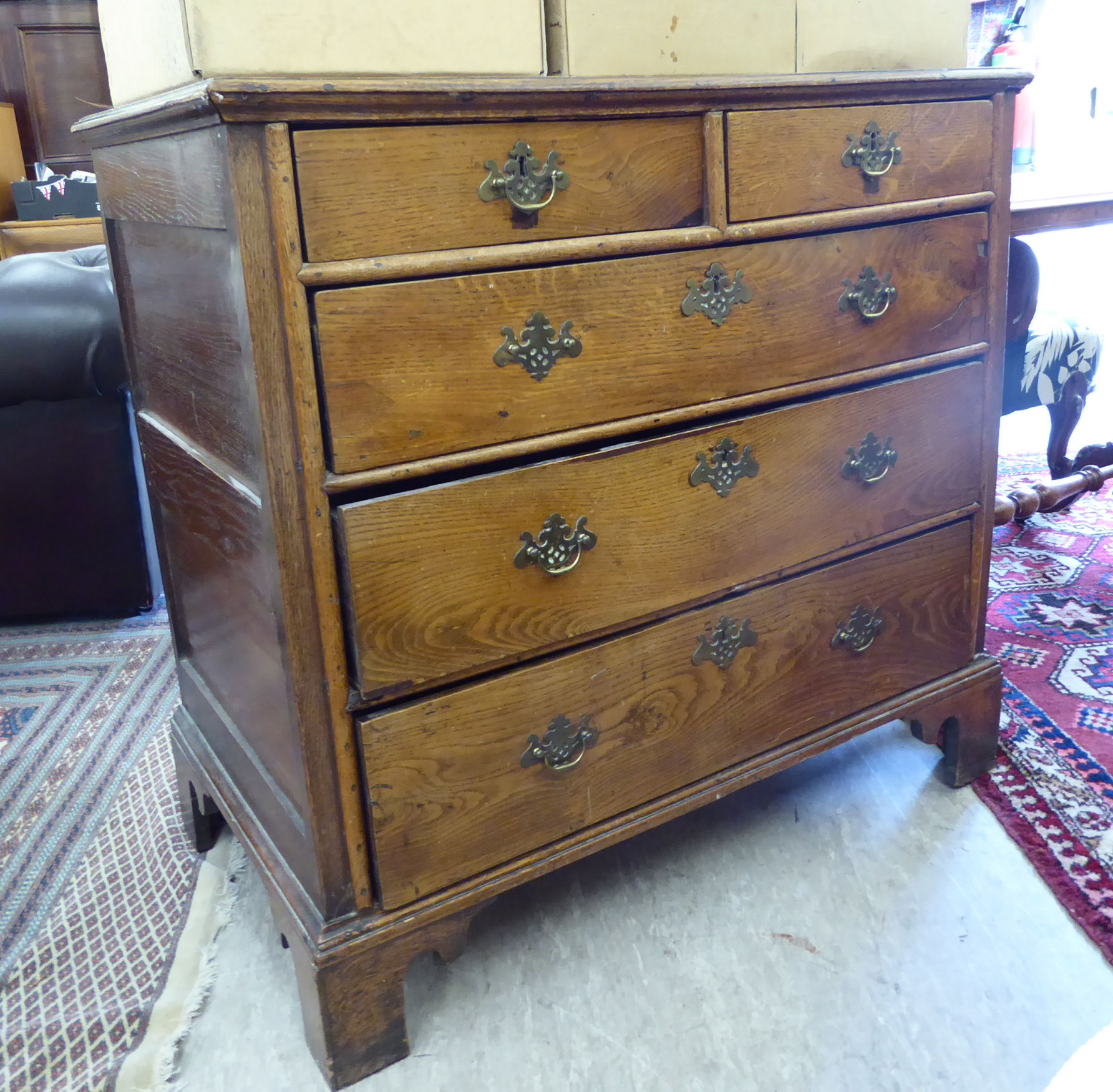 A 19thC country made oak and elm dressing chest,