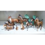 Beswick and other china animal ornaments: to include a fox 5.25''h; and two foals 3.5'' & 6.