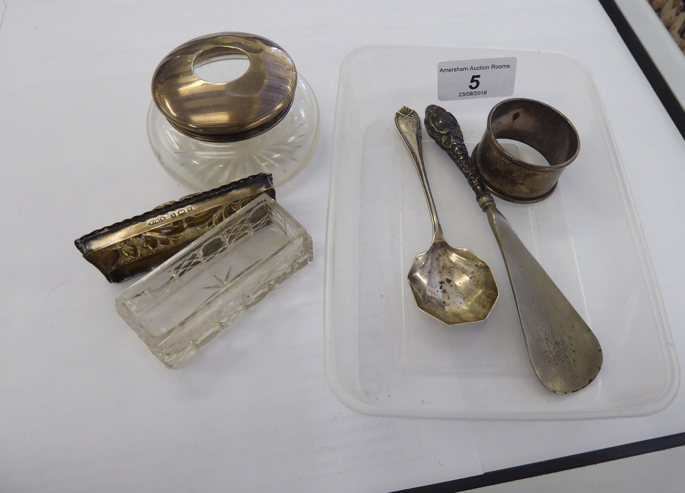 Silver items: to include a napkin ring and conserve spoons mixed marks 11 - Image 2 of 2