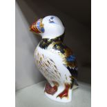 A Royal Crown Derby bone china paperweight 'Puffin' with a silvered button stopper 4.
