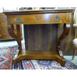 A modern French hardwood hall table with a frieze drawer,