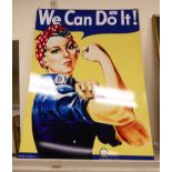 A metal advertising sign 'We Can Do It' 28'' x 20'' HSR
