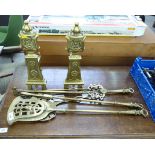 Hearth related collectables: to include a brass three piece companion set SR