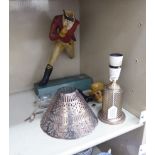 A 1920s silver plated table lamp of wrythen moulded and bead bordered cylindrical design 6''h with