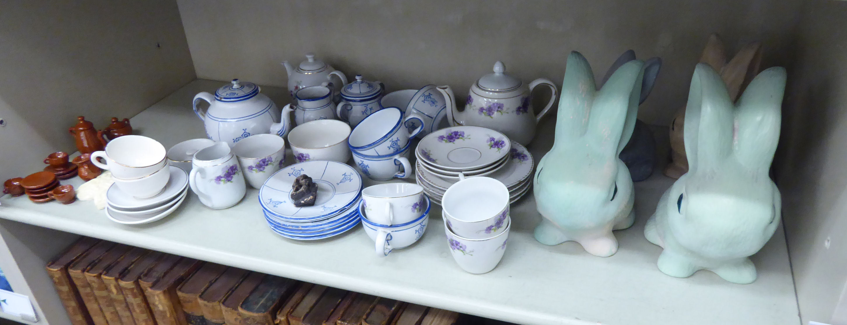 Ceramics and collectables: to include a white enamelled tea set,