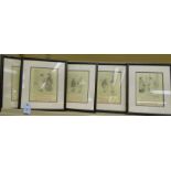 George Belcher - a series of five 1936 calendar cartoon prints 8'' x 5.