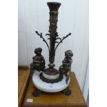 A 19thC style cast brass and white onyx centrepiece lamp base,