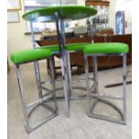 A breakfast bar, the green painted wooden top raised on chromium plated,