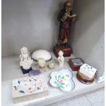 A mixed lot: to include a painted plaster figure,