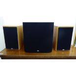 A B&W ASW600 beech cased sub-woofer 14''h 12''w;