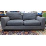 A modern John Lewis brown fabric upholstered two person settee CA