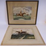 Mid 19thC British School - a pair of fox hunting scenes watercolours 8'' x 11'' framed
