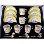 A set of six Royal Worcester bone china coffee cans and saucers,