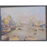 Evert Moll - 'Rotterdam Harbour' oil on canvas bears a signature 11'' x 15'' framed