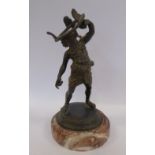 A Grand Tour patinated iron classical statuette, featuring a standing, bearded man,