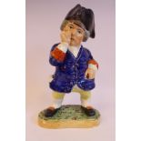 A mid 19thC Staffordshire pottery jug, a man wearing a separate tricorn hat,