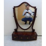 A 19thC Sheraton Revival mahogany and marquetry framed toilet mirror,