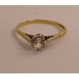 WITHDRAWN An 18ct gold claw set diamond solitaire ring