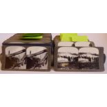 An uncollated collection of 'Realistic Travels' monochrome stereoscopic viewing cards,
