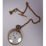 A gold coloured metal cased open face pocket watch,