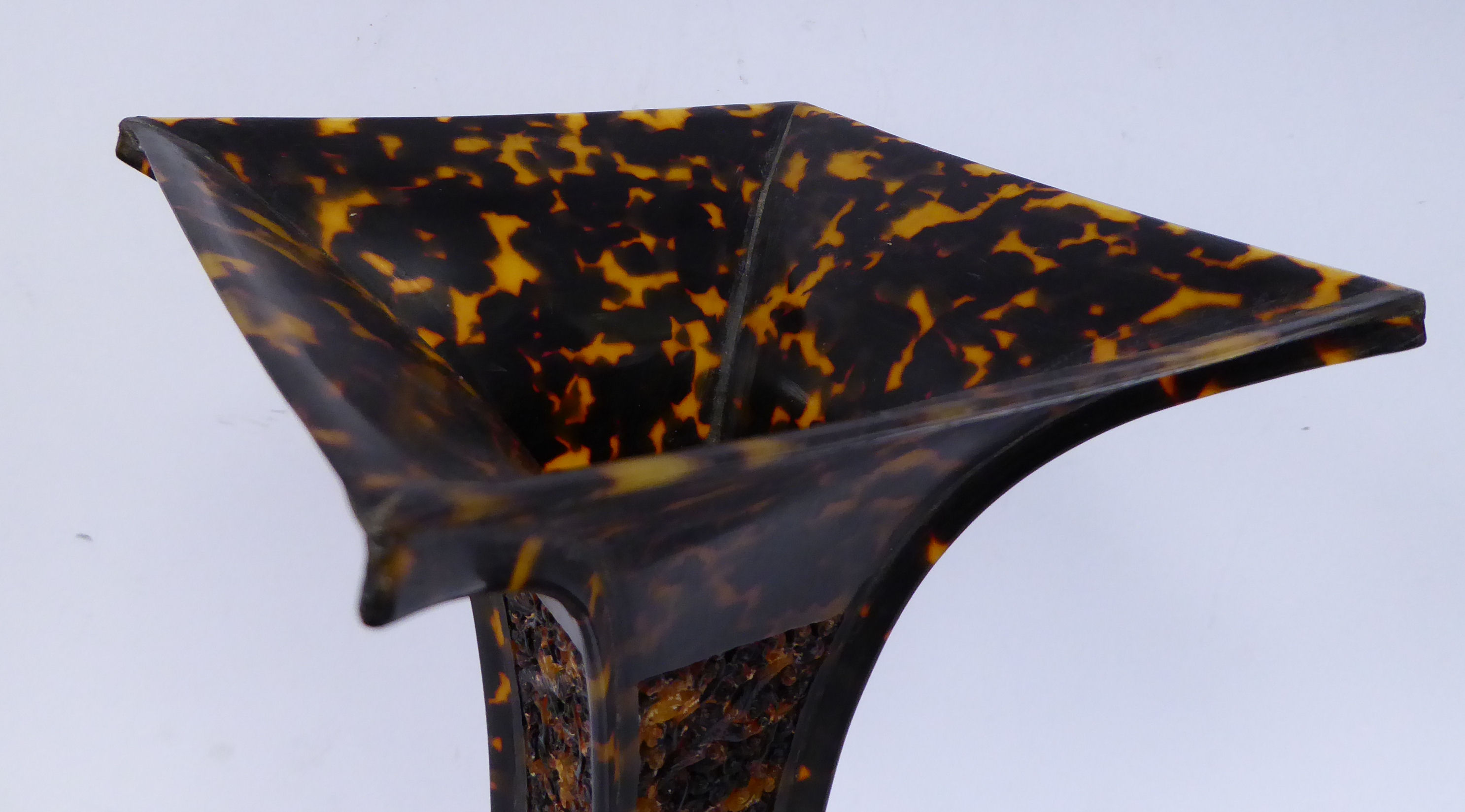 A Chinese tortoiseshell vase of waisted, square form, - Image 3 of 10