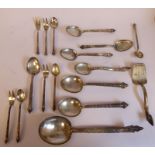 Thai silver coloured metal flatware,