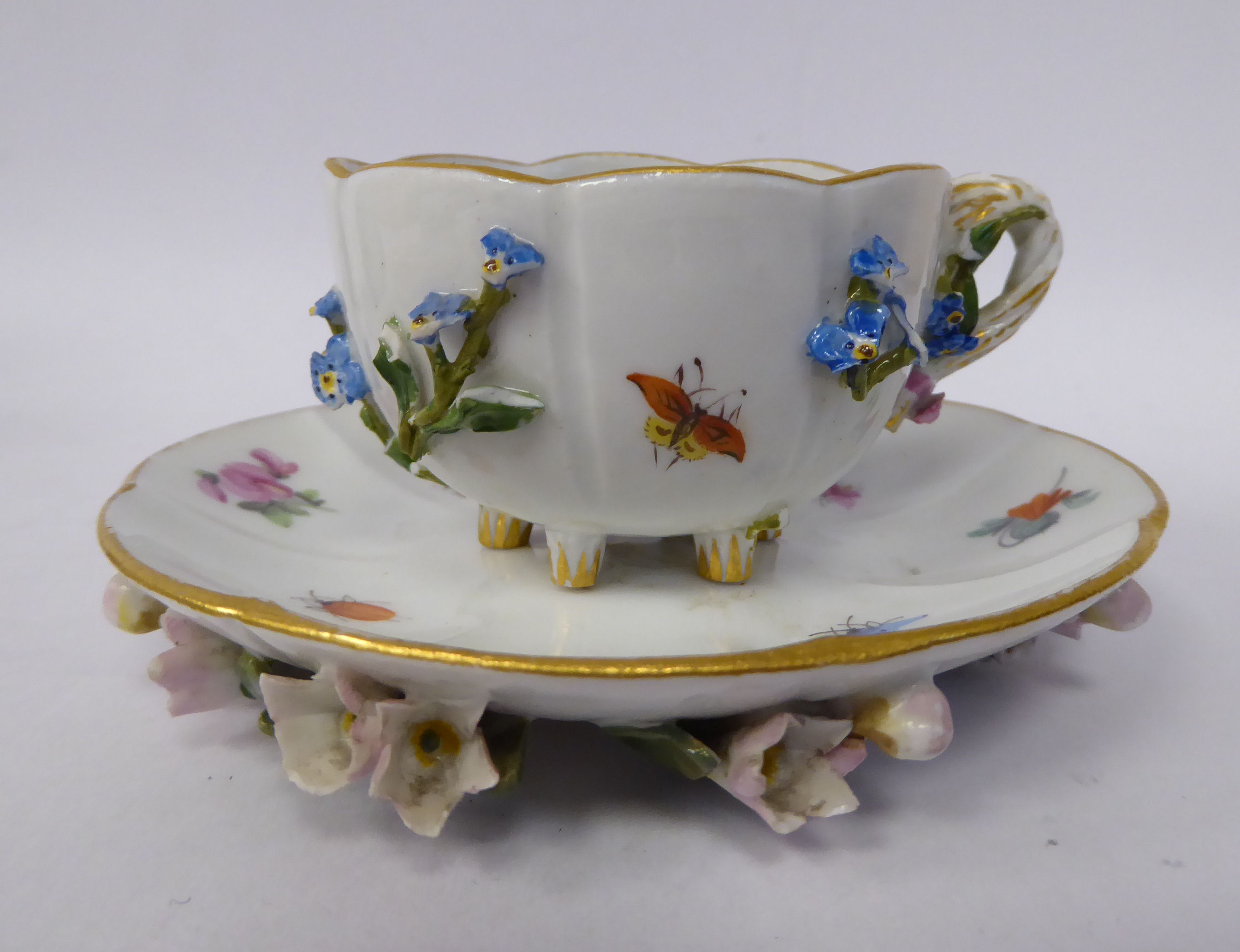 A late 19thC Meissen porcelain coffee cup and saucer, - Image 2 of 9