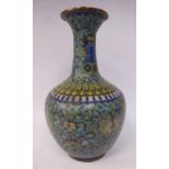 A late 18th/early 19thC Chinese cloisonne vase of baluster form,