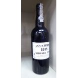 A bottle of Cockburn's 1985 Vintage Port OS4