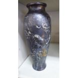 A late 19thC Japanese cast gilt bronze finished vase of slender baluster form,