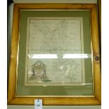 An 18thC Robert Morden coloured county map 'Buckinghamshire' incorporating a titled plinth 16'' x