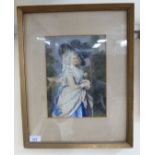 A copy of Gainsborough's 'Duchess of Devonshire' watercolour 11'' x 8'' framed HSR