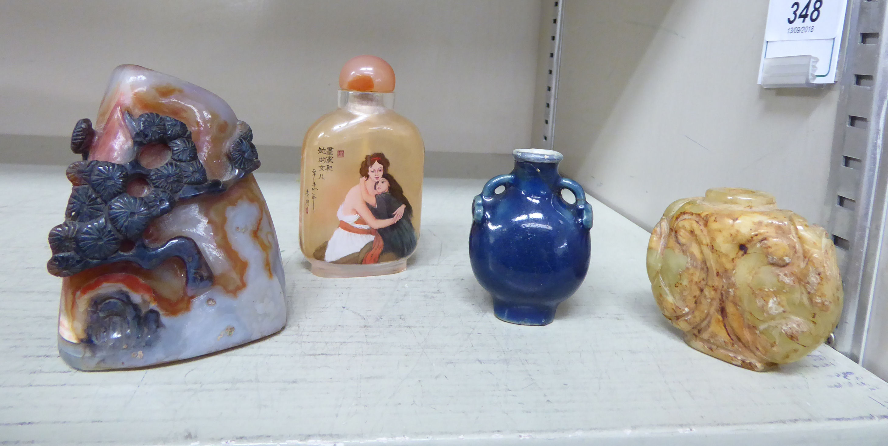 Oriental artefacts: to include a late 19thC Chinese porcelain miniature blue glazed vase 2. - Image 2 of 4